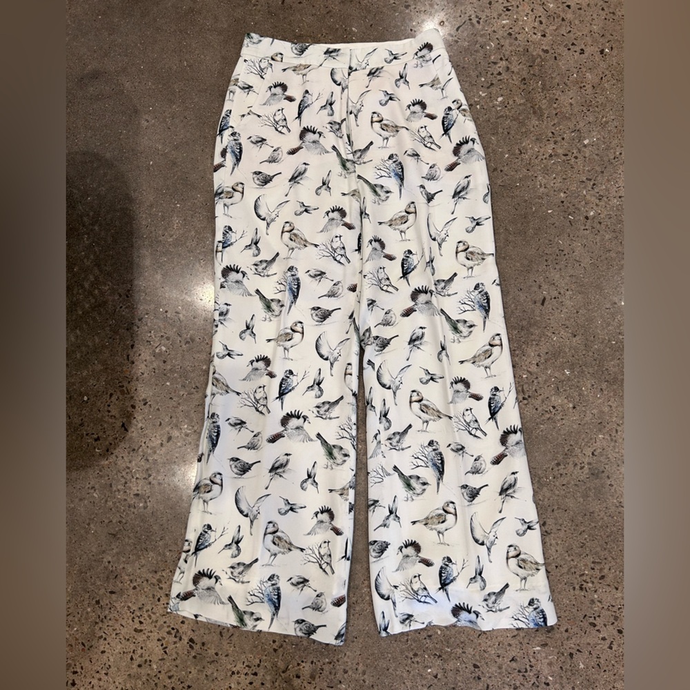 Lela Rose size 4 pants with bird print